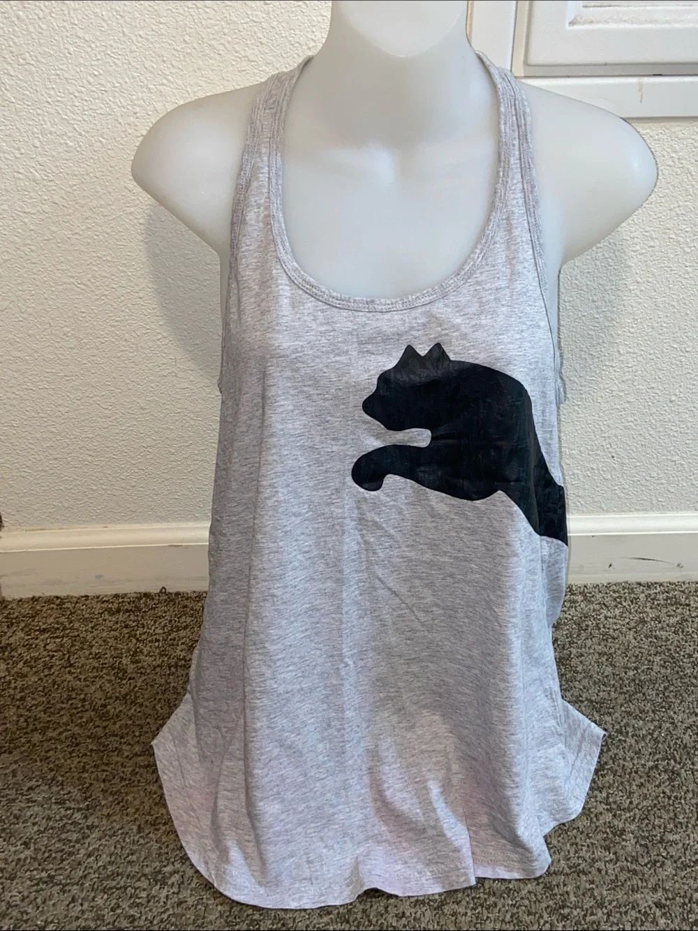 Puma Light Gray Tank with Black Puma Cat Graphic Size M